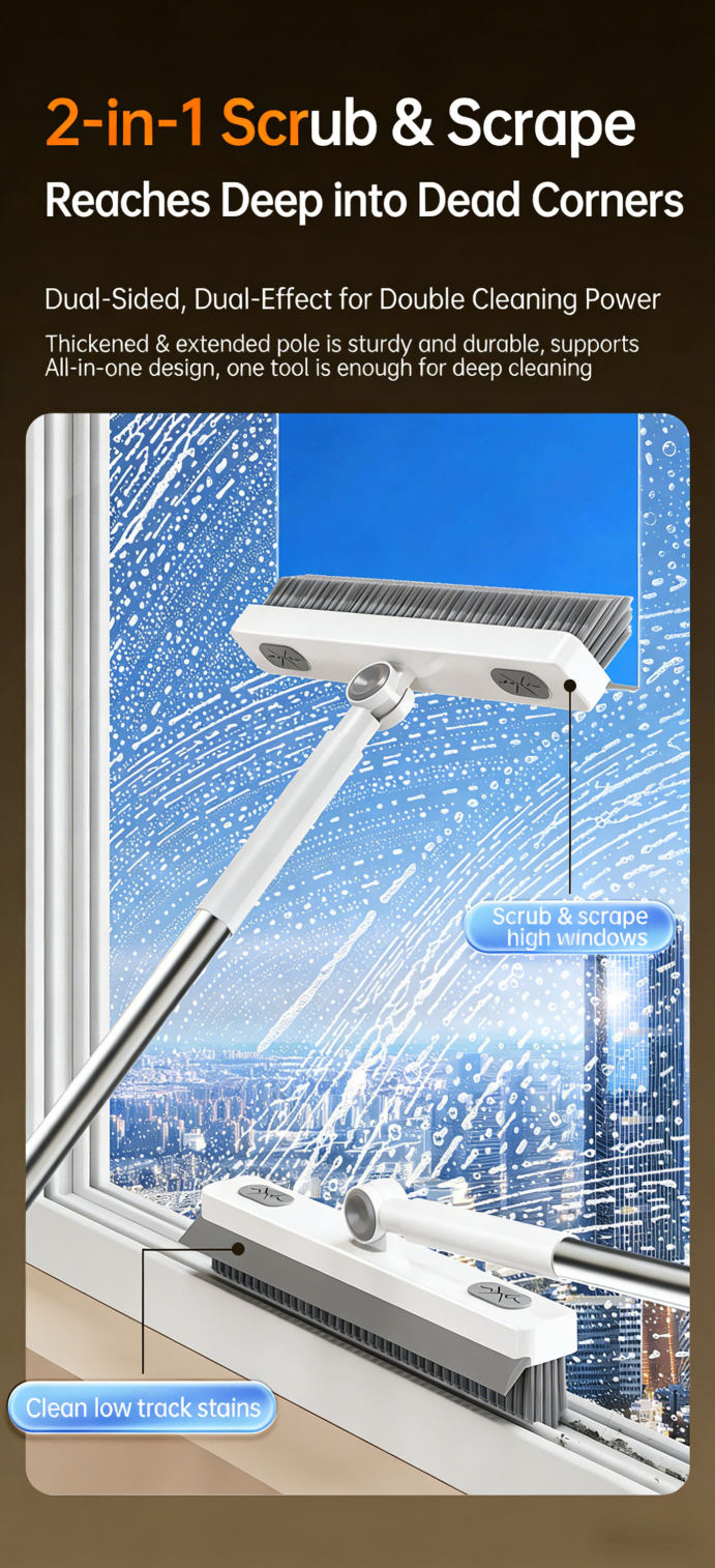 Multifunctional Gap Cleaning Brush | 26cm Wide Deep Clean Brush with 180° Rotation & Long Handle