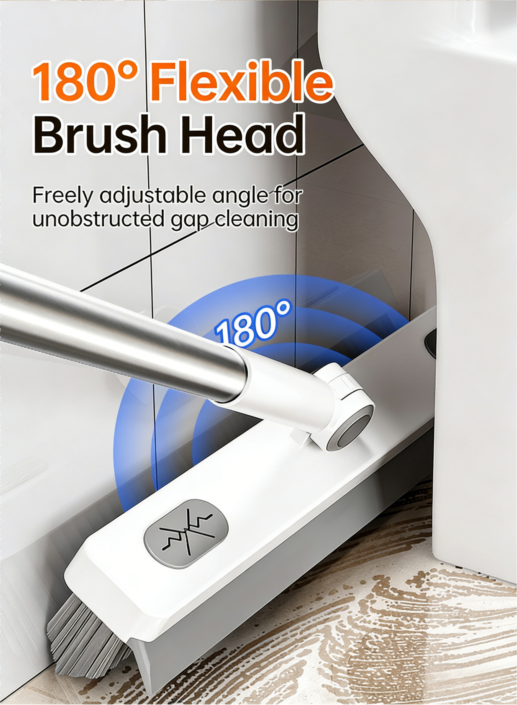 Multifunctional Gap Cleaning Brush | 26cm Wide Deep Clean Brush with 180° Rotation & Long Handle