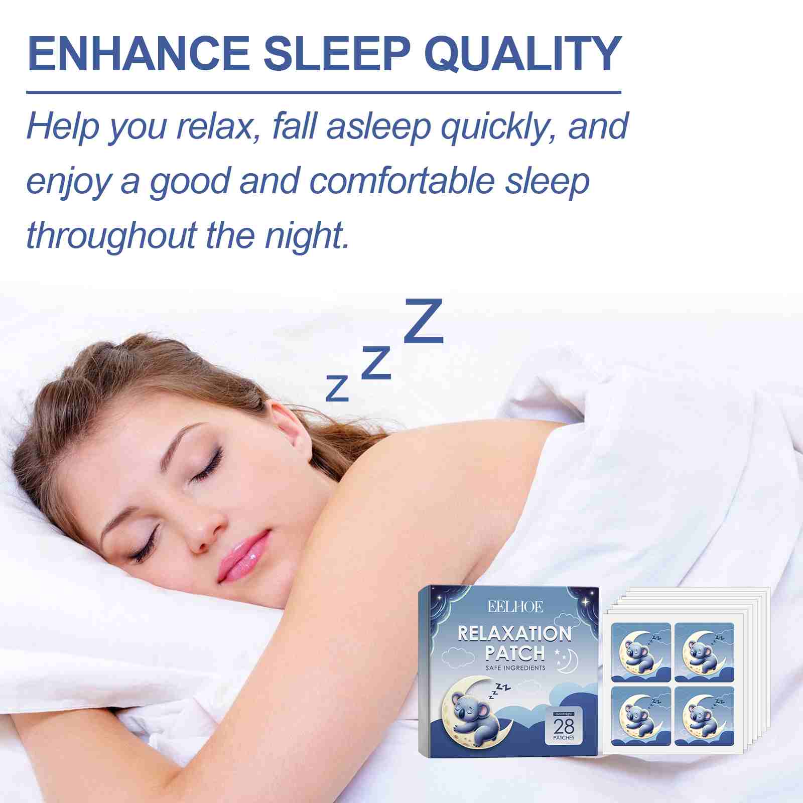 EELHOE Sleep Night Cartoon Patches - No-Skin-Contact Sleep Aid for Home & Travel, Cute & Natural