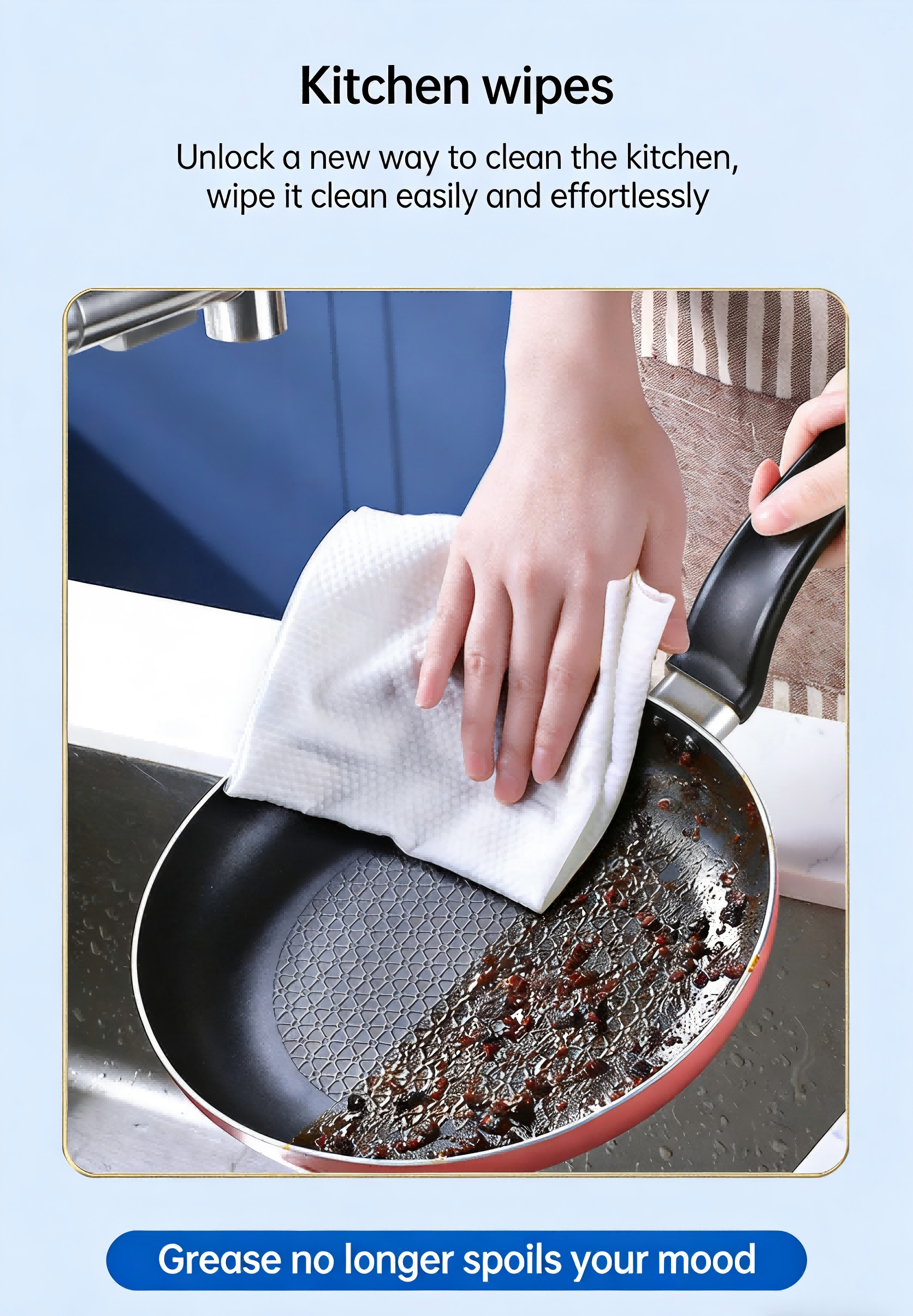 🔥 Powerful Oil-Removing Kitchen Wipes | No-Rinse Heavy Duty Cleaning Wipes for Stovetops, Pans & Dishes | 60-Count Large Pack