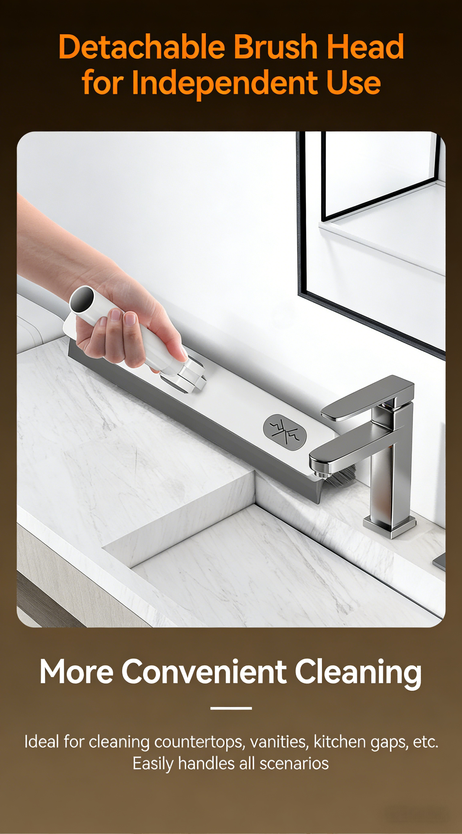 Multifunctional Gap Cleaning Brush | 26cm Wide Deep Clean Brush with 180° Rotation & Long Handle