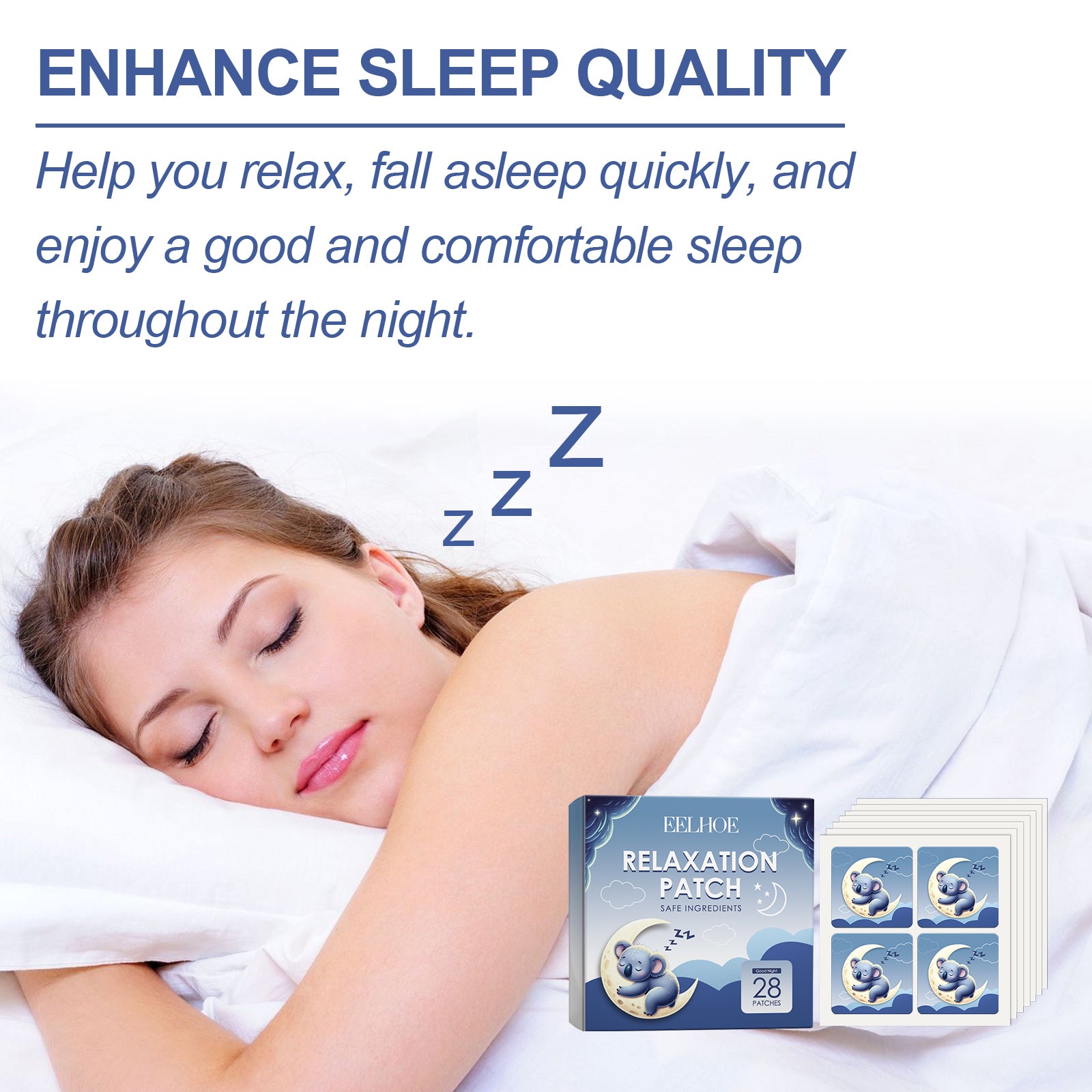 EELHOE Sleep Night Cartoon Patches - No-Skin-Contact Sleep Aid for Home & Travel, Cute & Natural