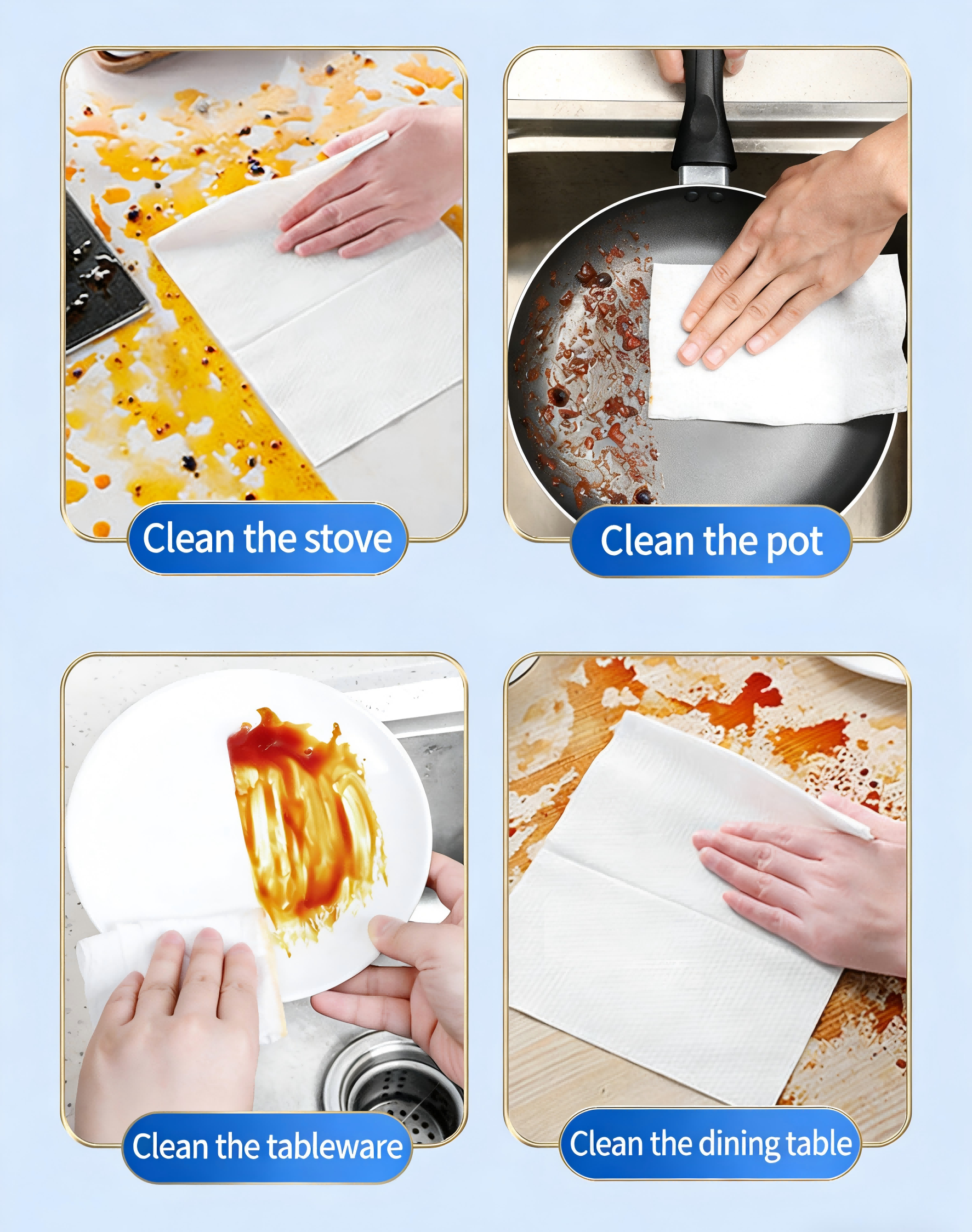 🔥 Powerful Oil-Removing Kitchen Wipes | No-Rinse Heavy Duty Cleaning Wipes for Stovetops, Pans & Dishes | 60-Count Large Pack