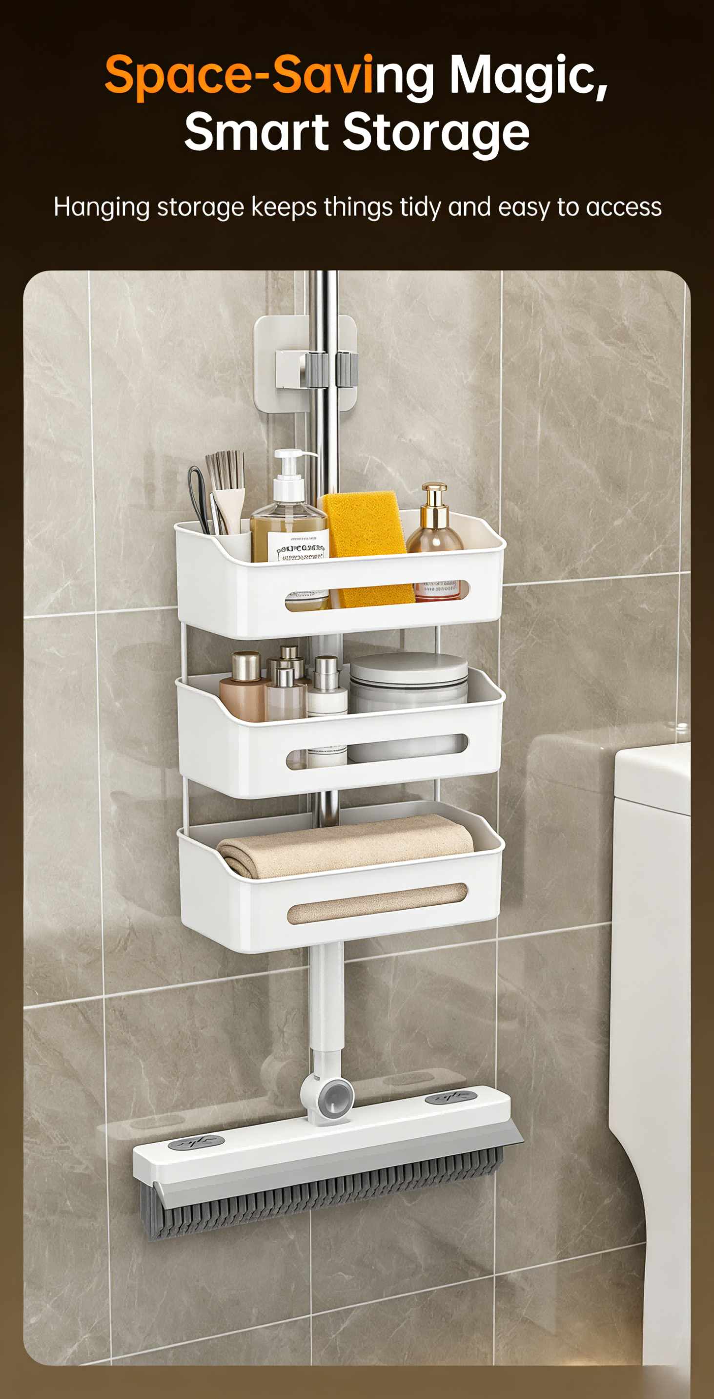 Multifunctional Gap Cleaning Brush | 26cm Wide Deep Clean Brush with 180° Rotation & Long Handle