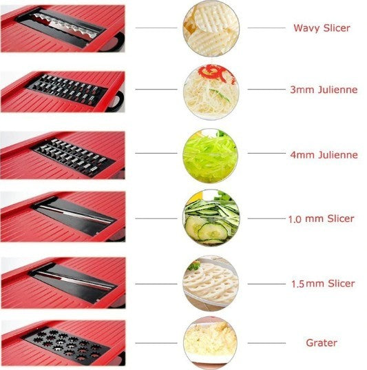 6-Blade Multi-Functional Stainless Steel Vegetable Cutter - Kitchen Slicer Shredder Dicer for Salad & Cooking