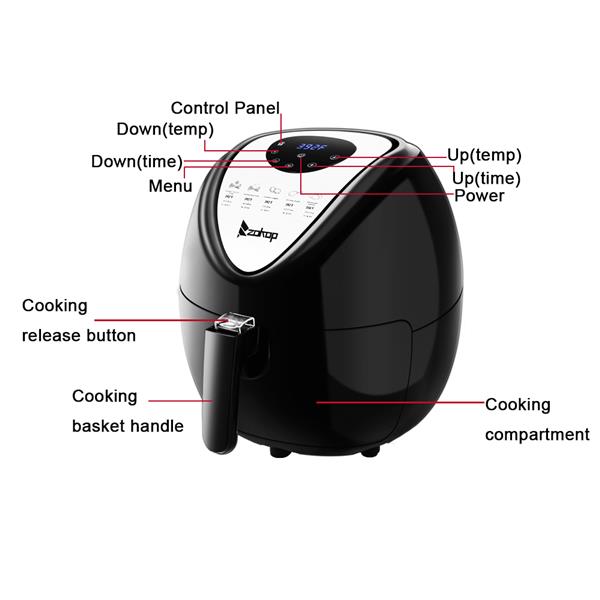 ZOKOP Smart Touch Air Fryer (6.5L) - 7 Presets Oil-Free Cooking for Home & Gatherings