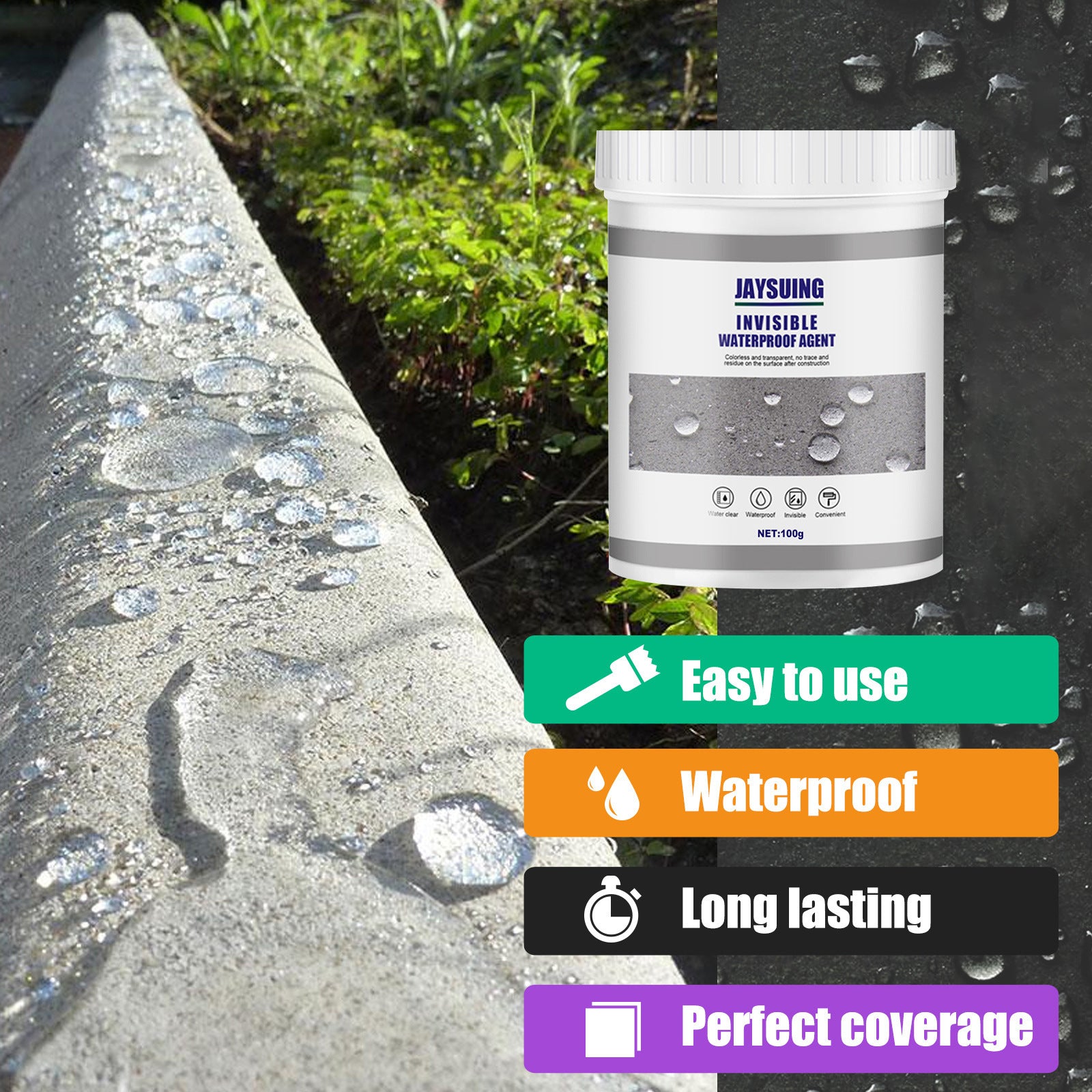JAYSUING Invisible Waterproof Agent - Leak-Proof for Tiles & Cement, Fast-Curing & Clear Finish for Home Use