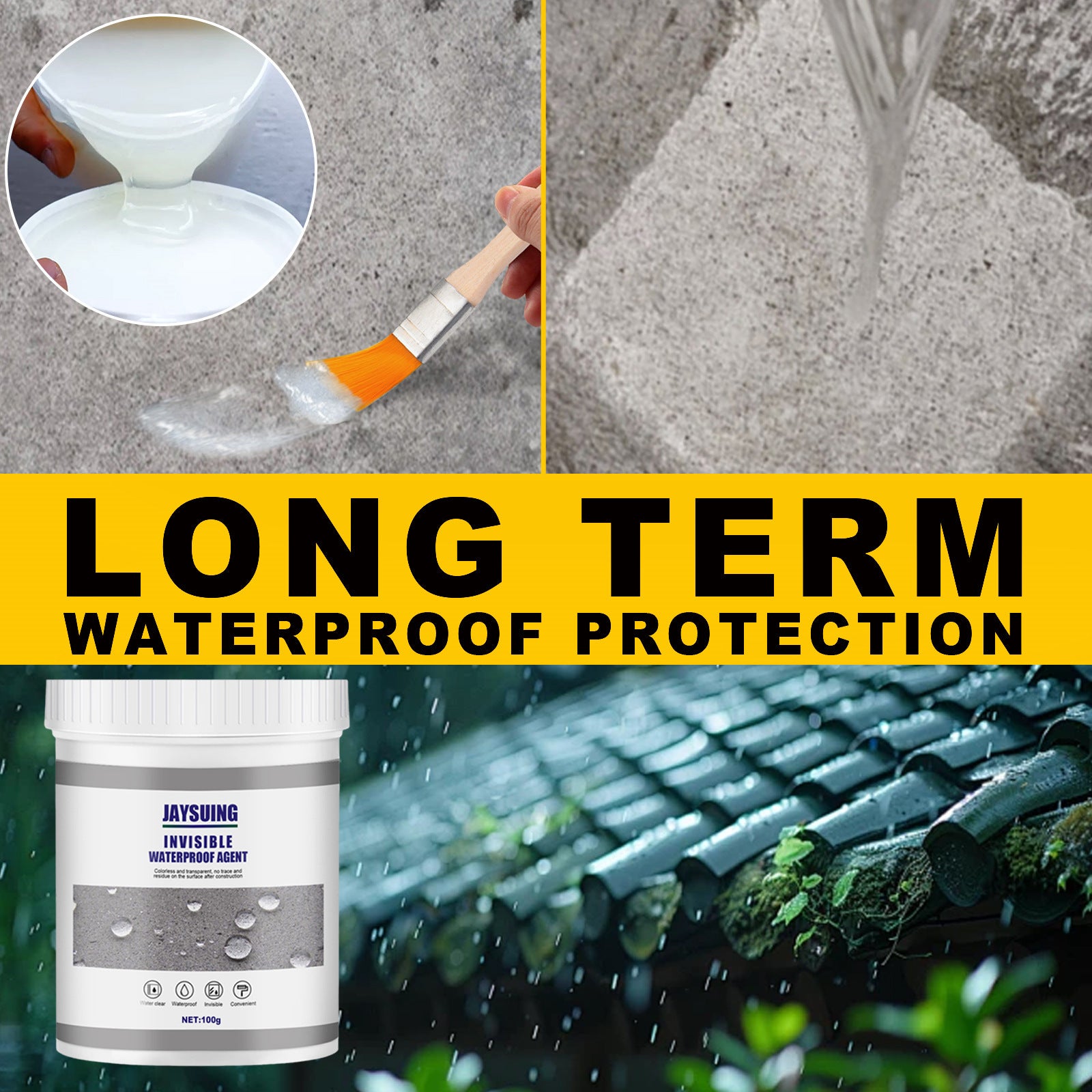 JAYSUING Invisible Waterproof Agent - Leak-Proof for Tiles & Cement, Fast-Curing & Clear Finish for Home Use