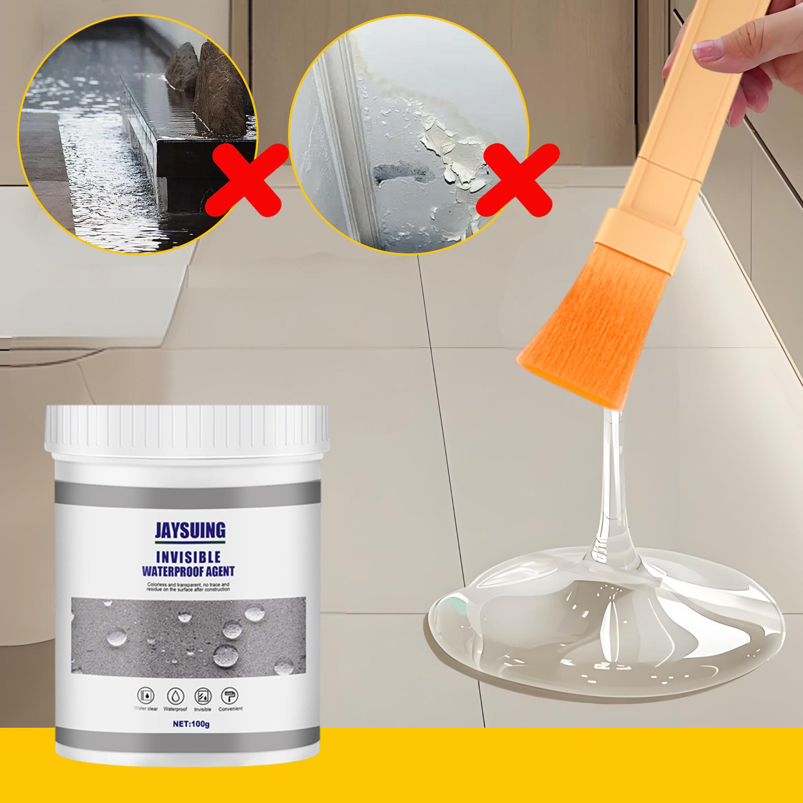 JAYSUING Invisible Waterproof Agent - Leak-Proof for Tiles & Cement, Fast-Curing & Clear Finish for Home Use